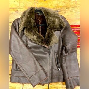 Le château L Faux leather and fur jacket